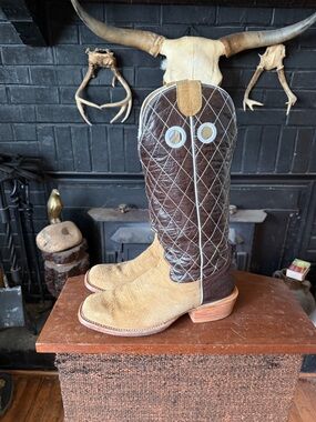 Men's Two-Tone Brown Tan Western Cowboy Boots